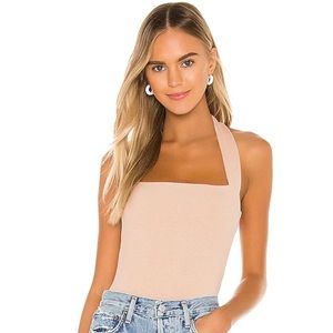 SUPERDOWN Candice Halter Bodysuit in Nude M